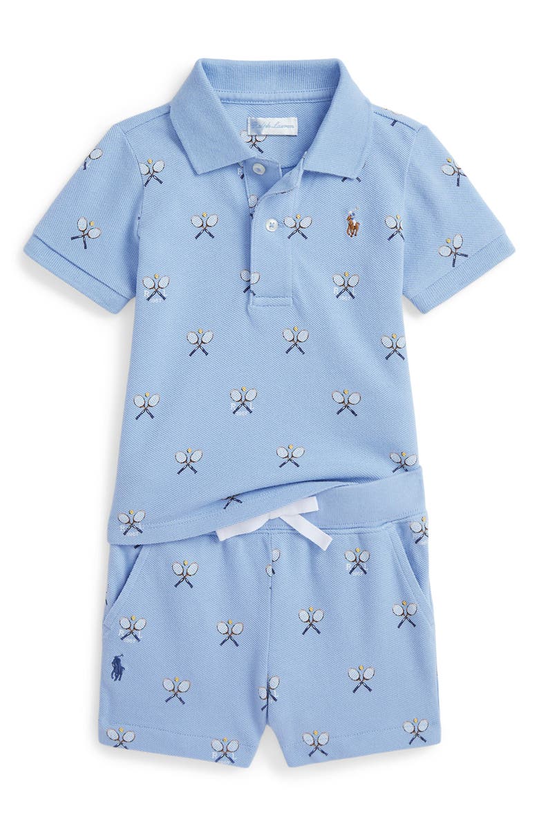Ralph Lauren Tennis Print Polo & Shorts Set, Main, color, 