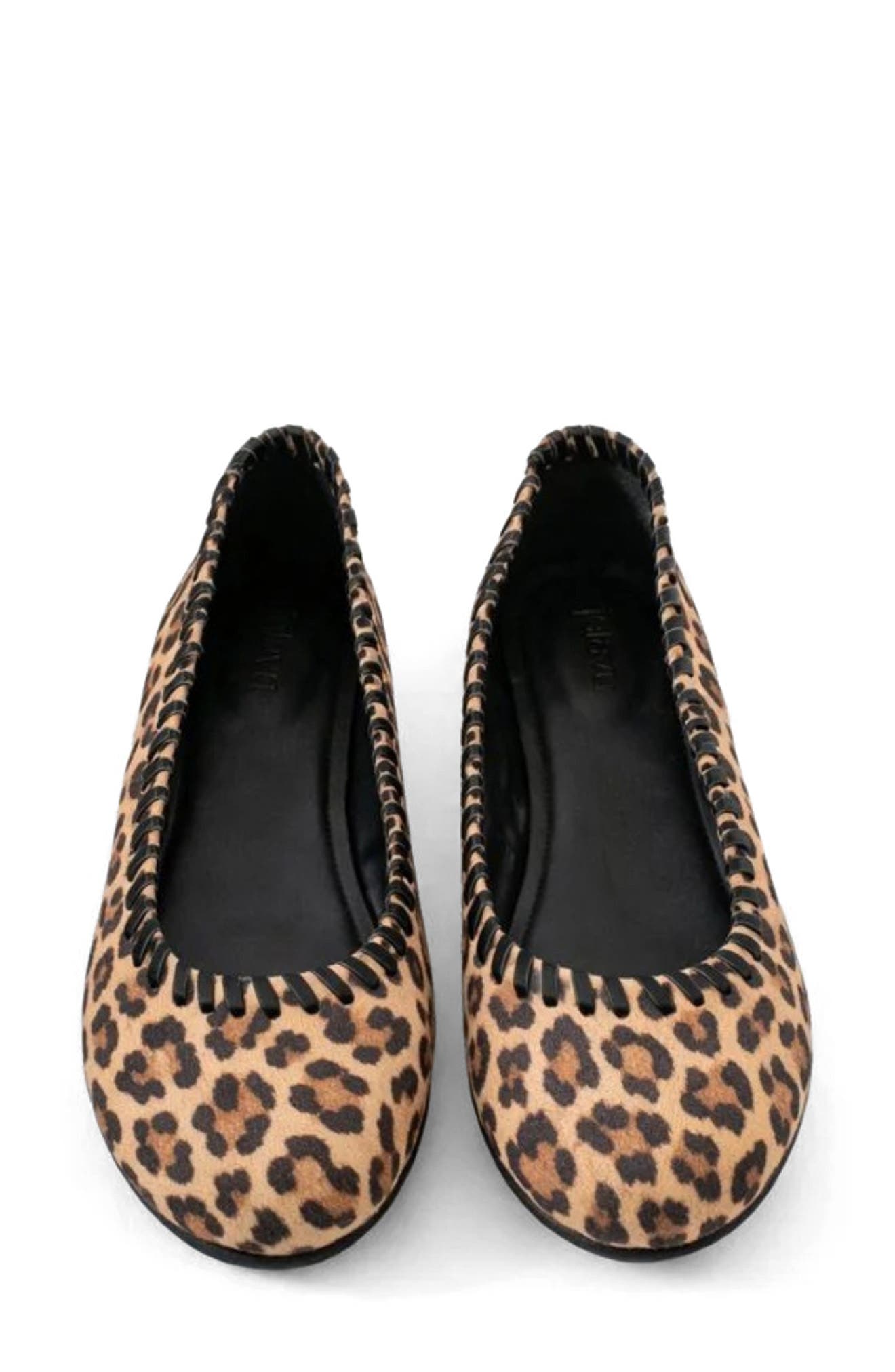 Jelavu Ella Whipstitch Suede Ballet Flat, Alternate, color, Leopard