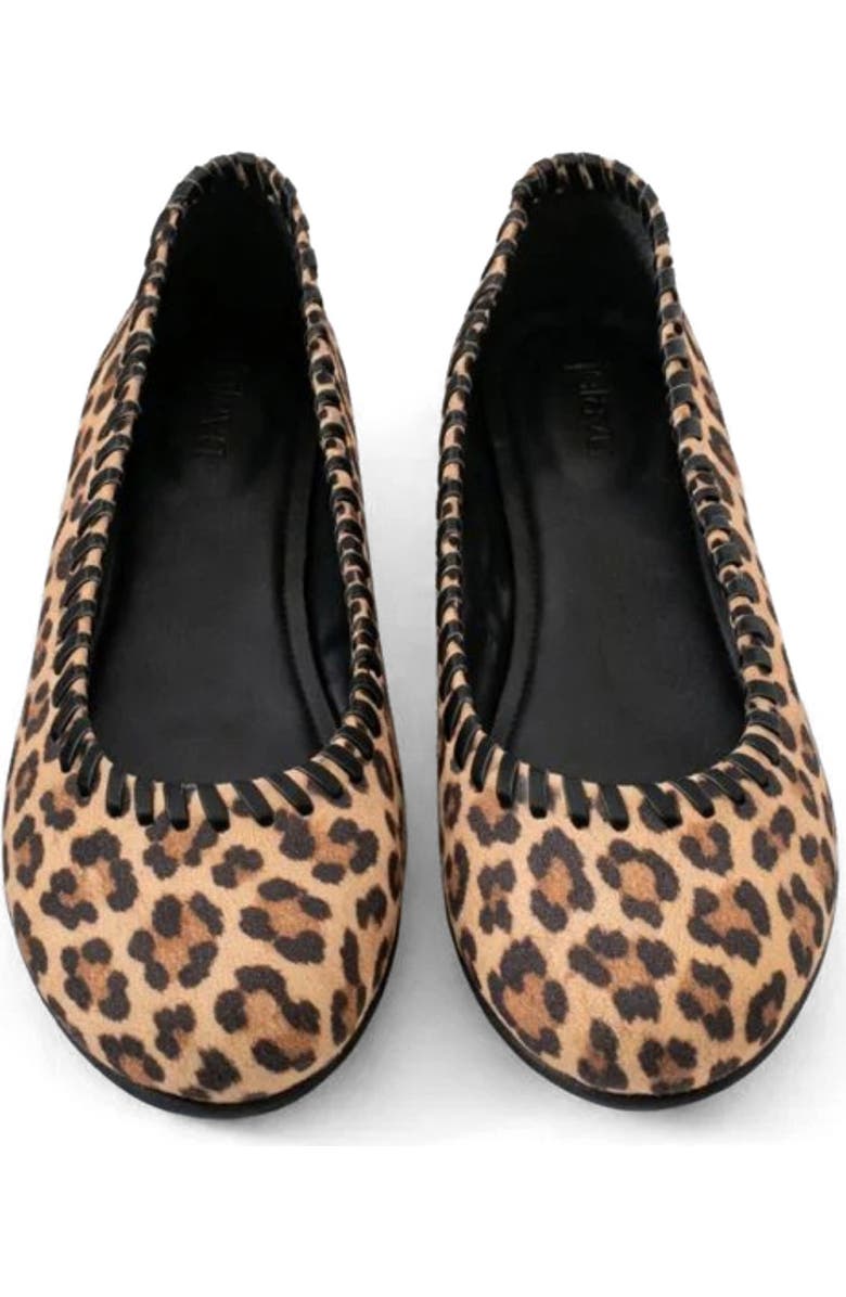 Jelavu Ella Whipstitch Suede Ballet Flat, Alternate, color, Leopard