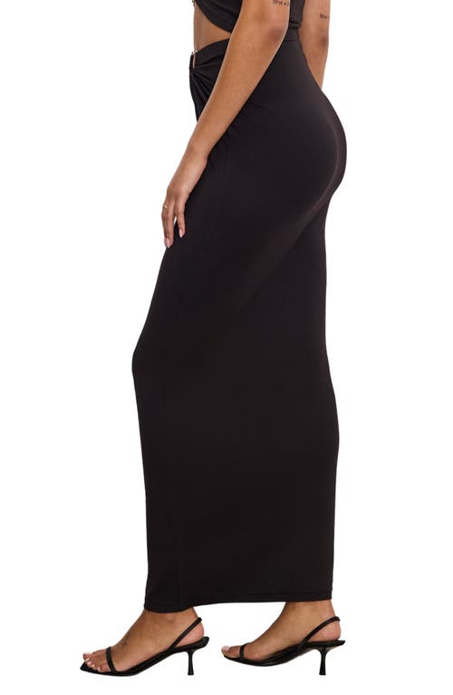 Shop Good American Ruched Jersey Maxi Skirt In Black001