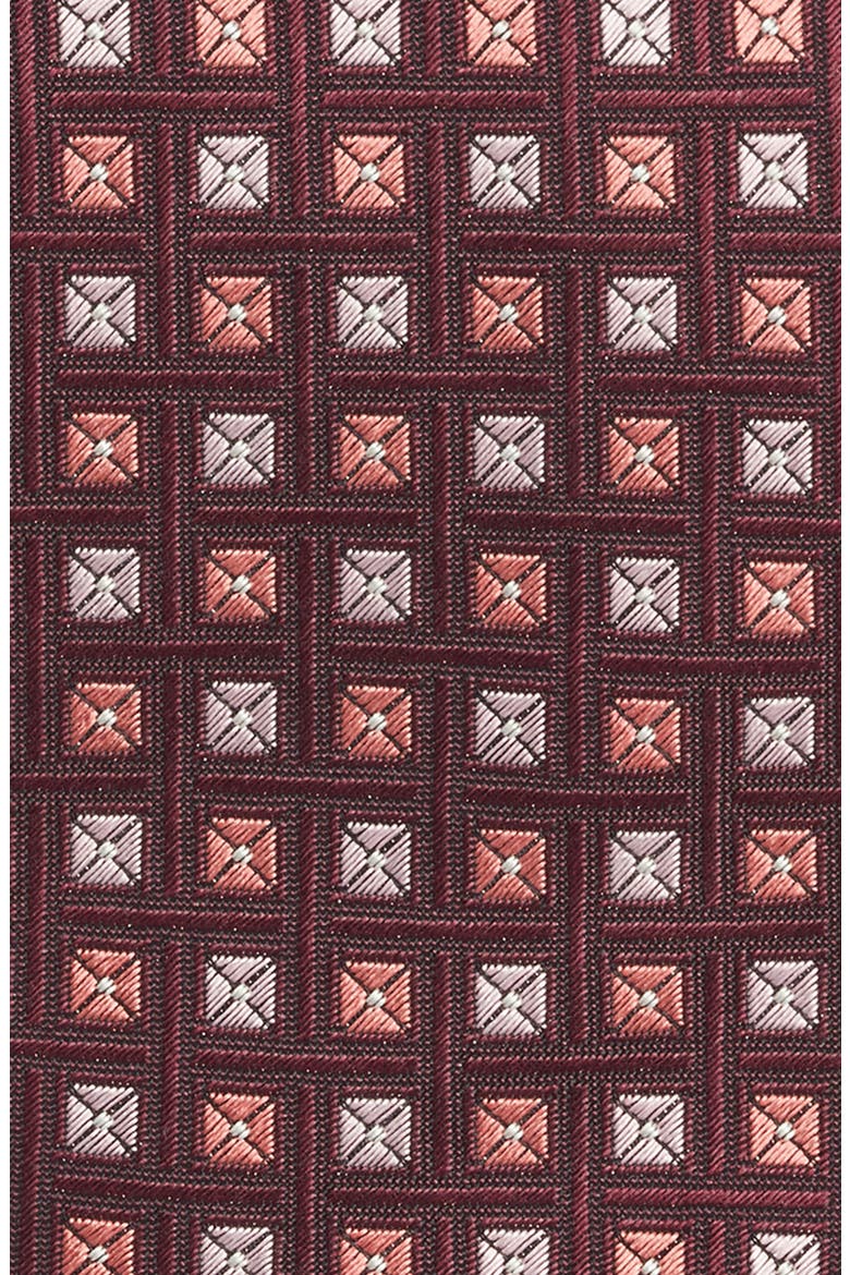 Medallion Silk Tie, Alternate, color, DARK RED