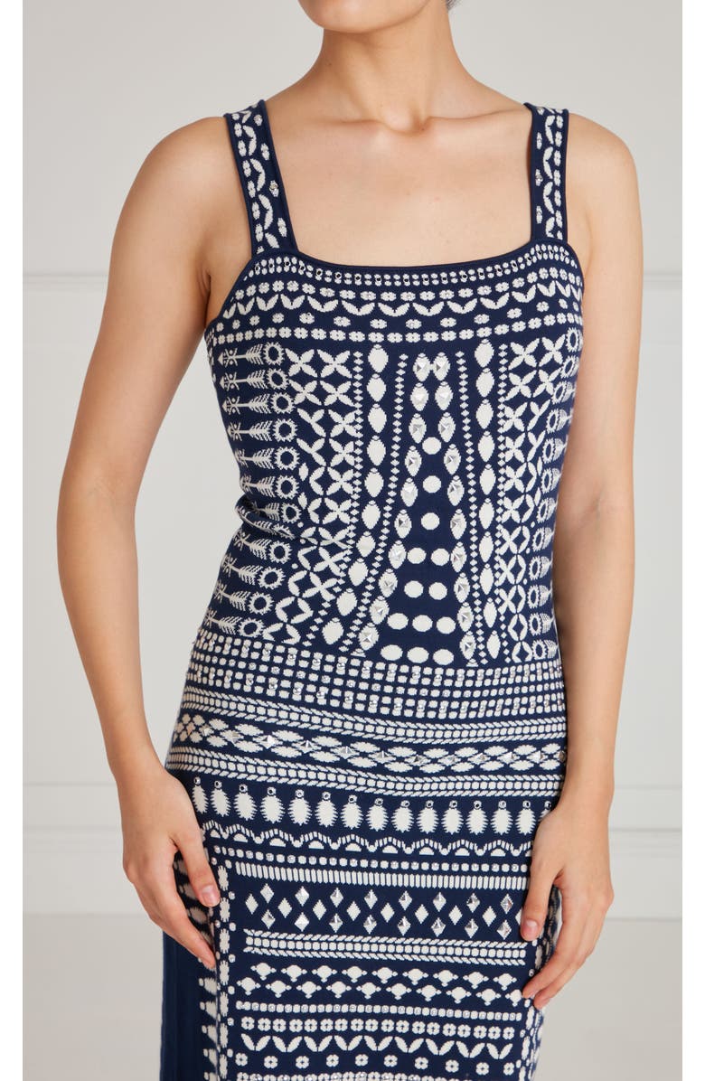 Temperley London Tlalli Knit Strappy Dress, Alternate, color, Navy Silver