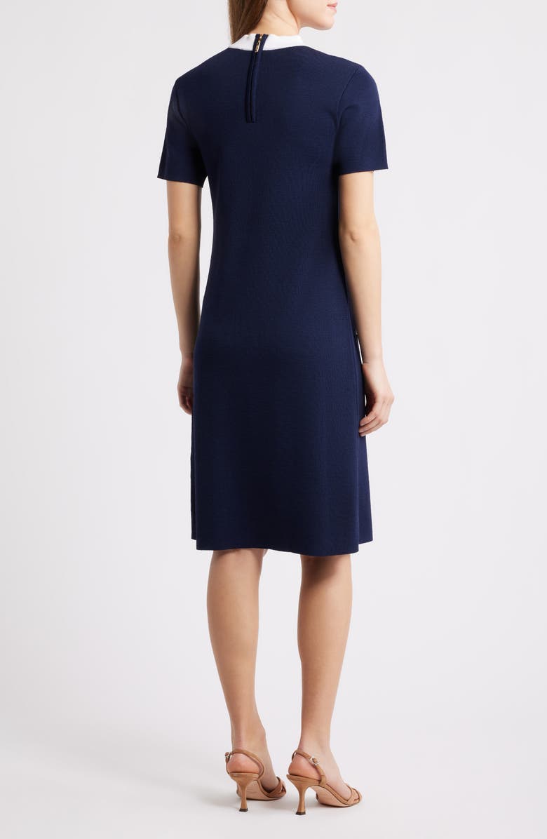 Eliza J Mock Neck Short Sleeve Sweater Dress, Alternate, color, Navy