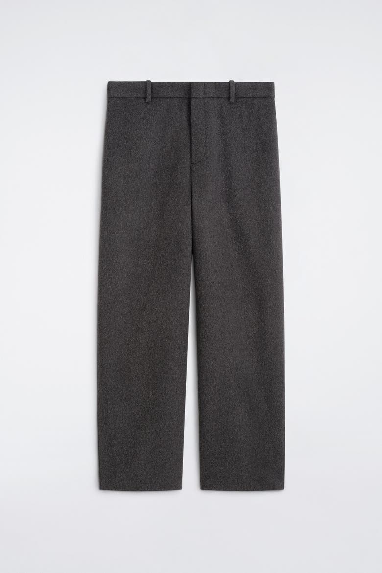 Double-faced Wool Relaxed-fit Wide-leg Pants, Alternate, color, CHARCOAL