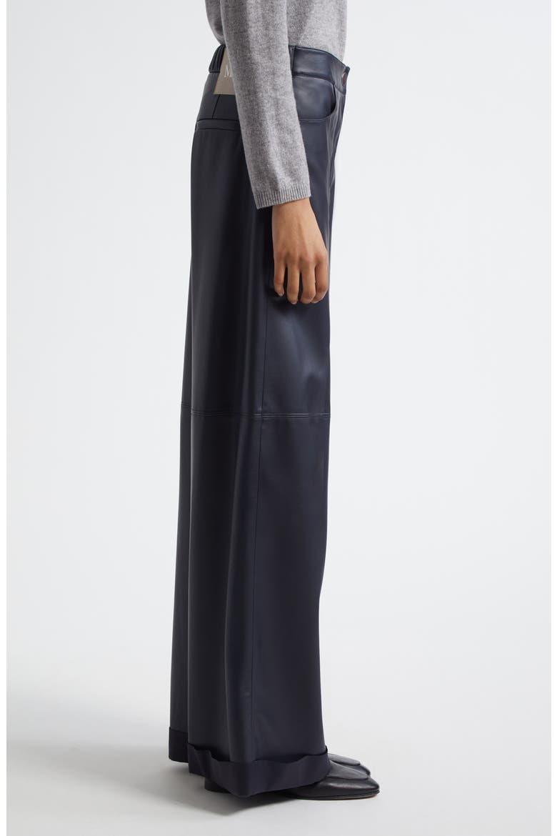 Marina Faux Leather Wide Leg Pants, Alternate, color, NAVY