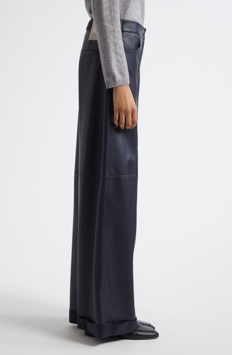 MM by Max Mara Marina Faux Leather Wide Leg Pants, Alternate, color, Navy