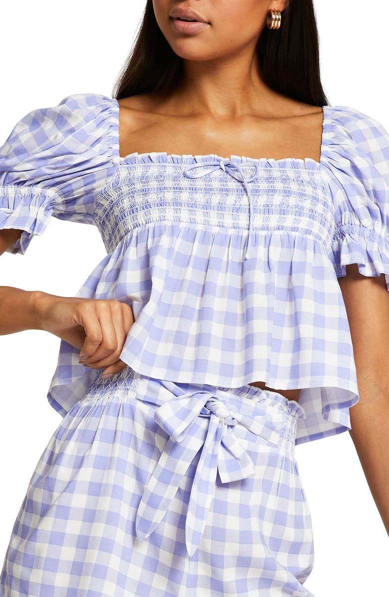 River Island Gingham Check Swing Crop Top, Main, color, 