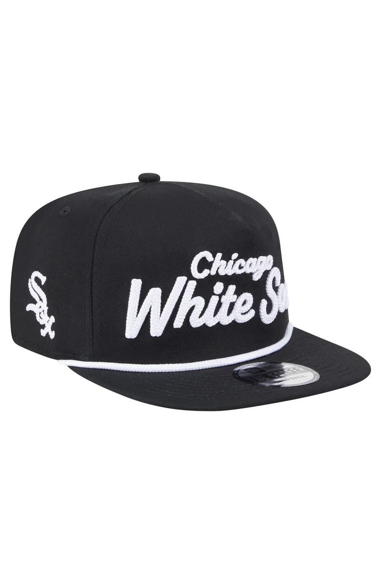New Era Men's New Era Black Chicago White Sox Team Text Golfer Snapback Hat, Main, color, 