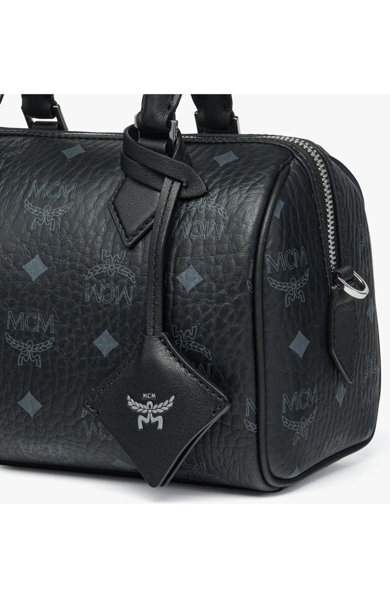 MCM Small Ella Boston Bag in Visetos, Alternate, color, Black