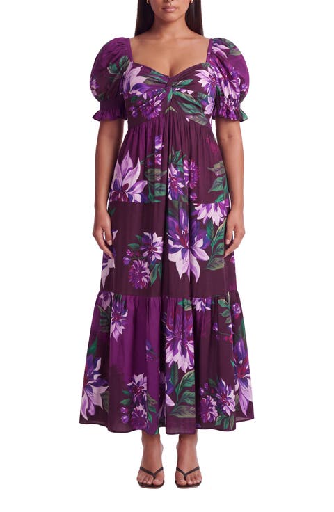 Ebony Floral Tiered Maxi Dress