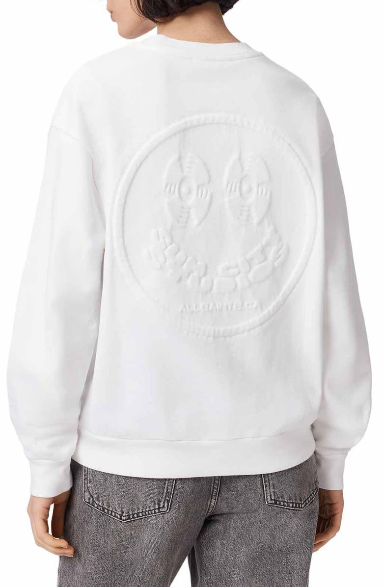 AllSaints Mabel Etta Cotton Sweatshirt, Alternate, color, Optic White