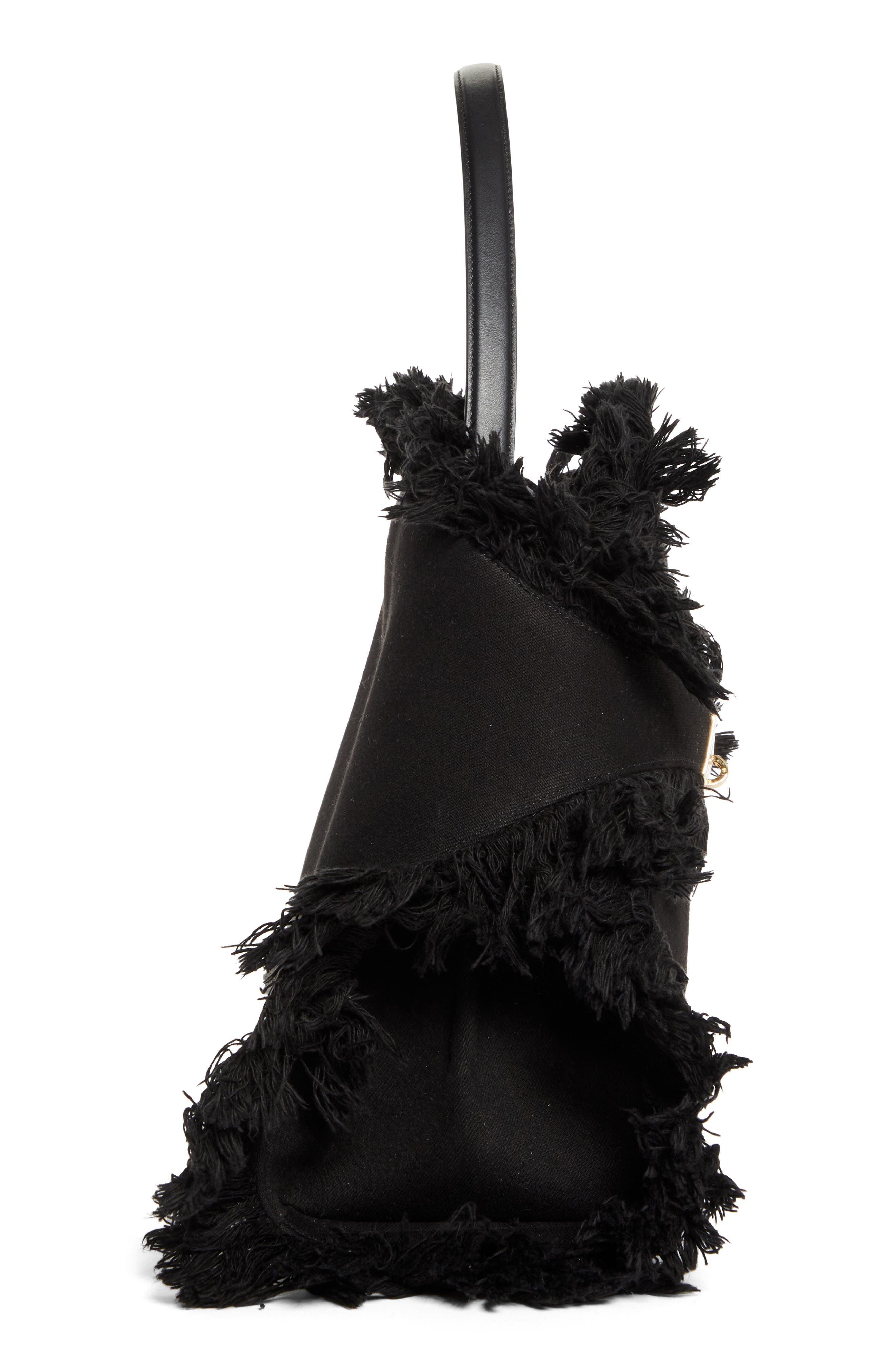 FERRAGAMO Medium Hug Fringed Top Handle Bag, Alternate, color, Nero