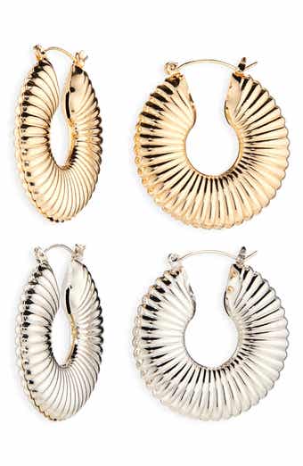 Tasha Set of 2 Textured Tube Hoop Earrings