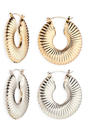 Tasha Set Of 2 Textured Tube Hoop Earrings