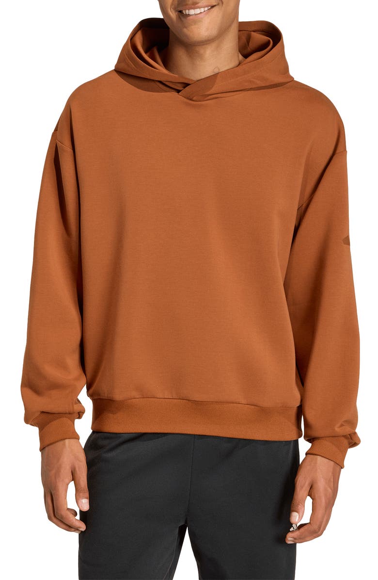 adidas Soft Lux Oversize Pullover Hoodie, Main, color, Dusky Bronze
