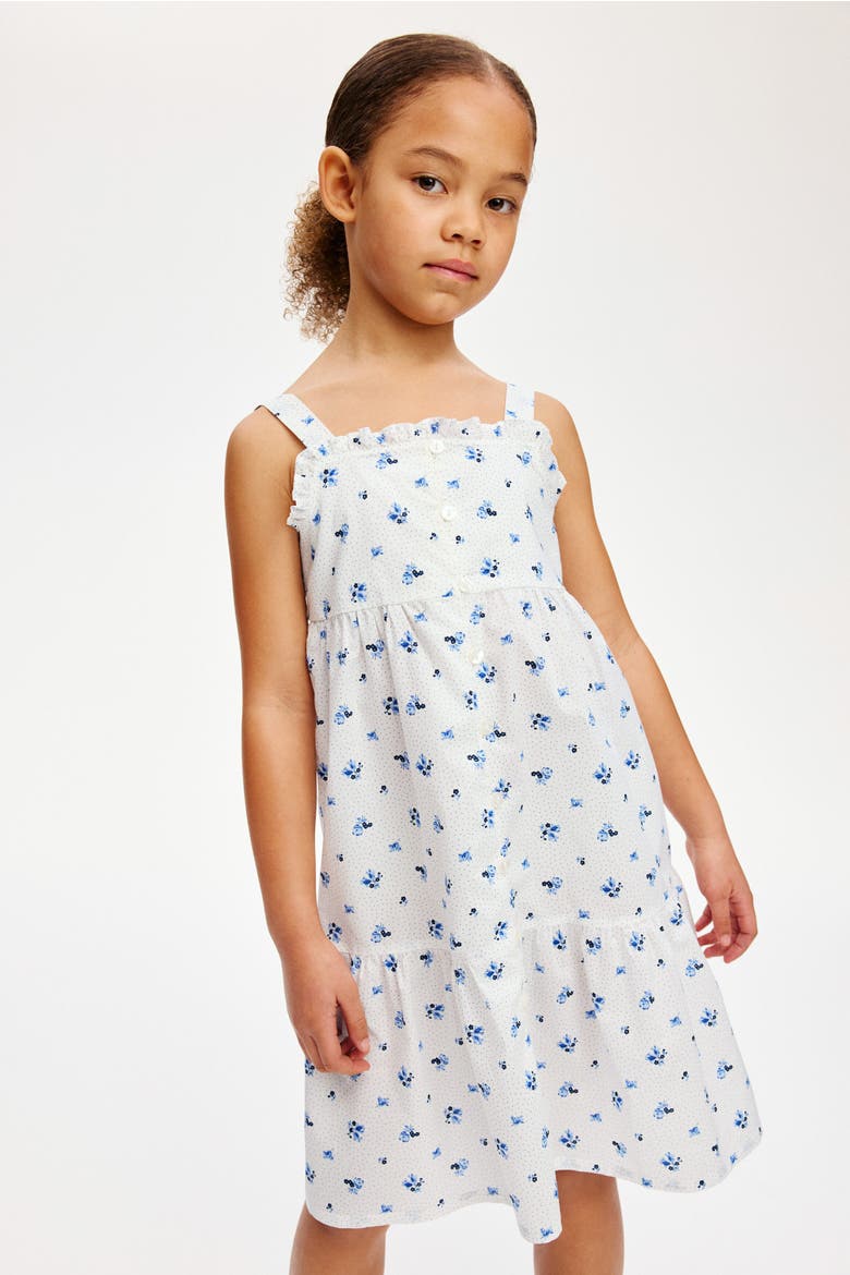 Tiered Cotton Dress, Main, color, White/floral