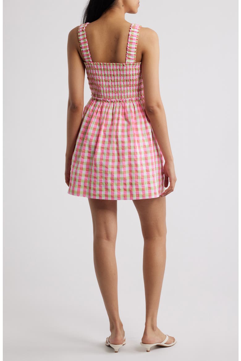 Hadly Check Print Skirted Romper, Alternate, color, CHERRY BLOSSOM PINK