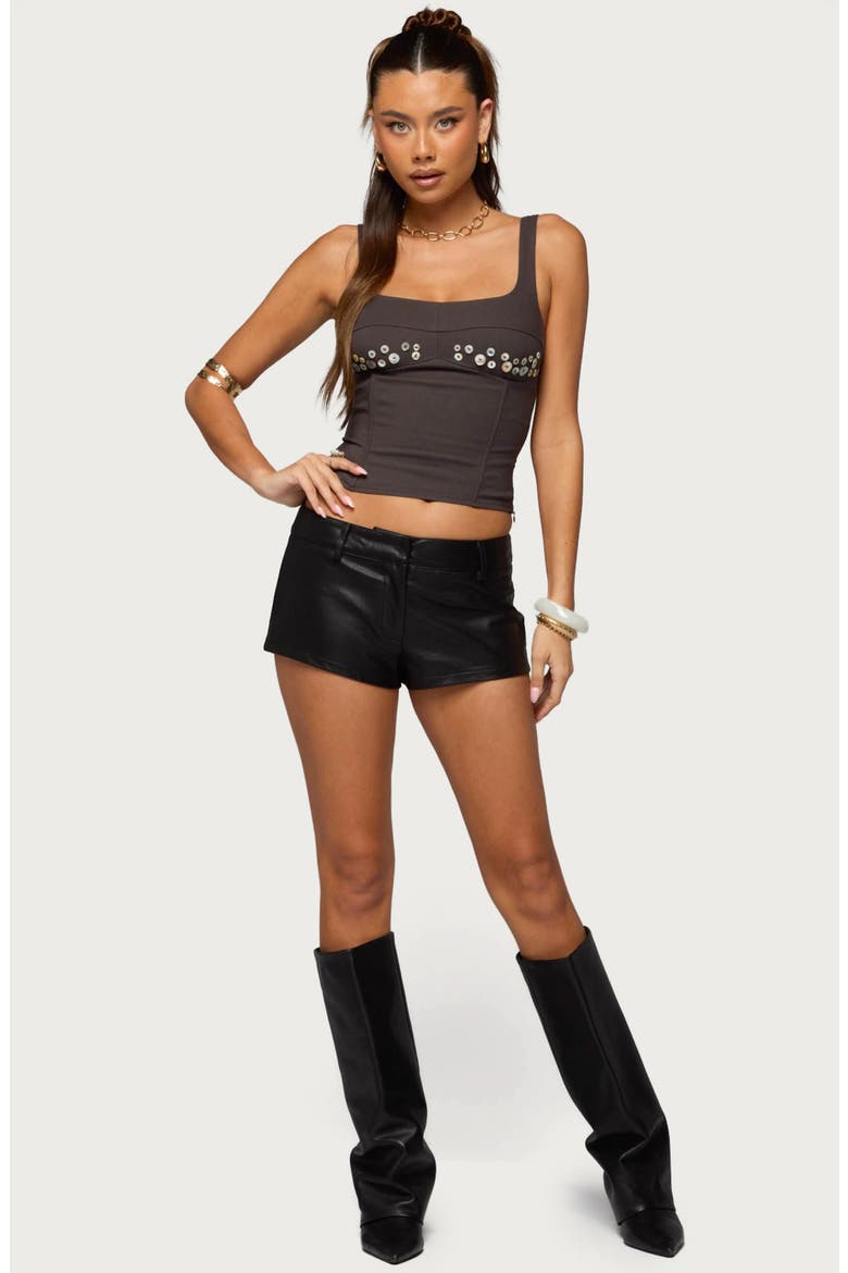 Melaney Faux Leather Micro Shorts, Alternate, color, BLACK