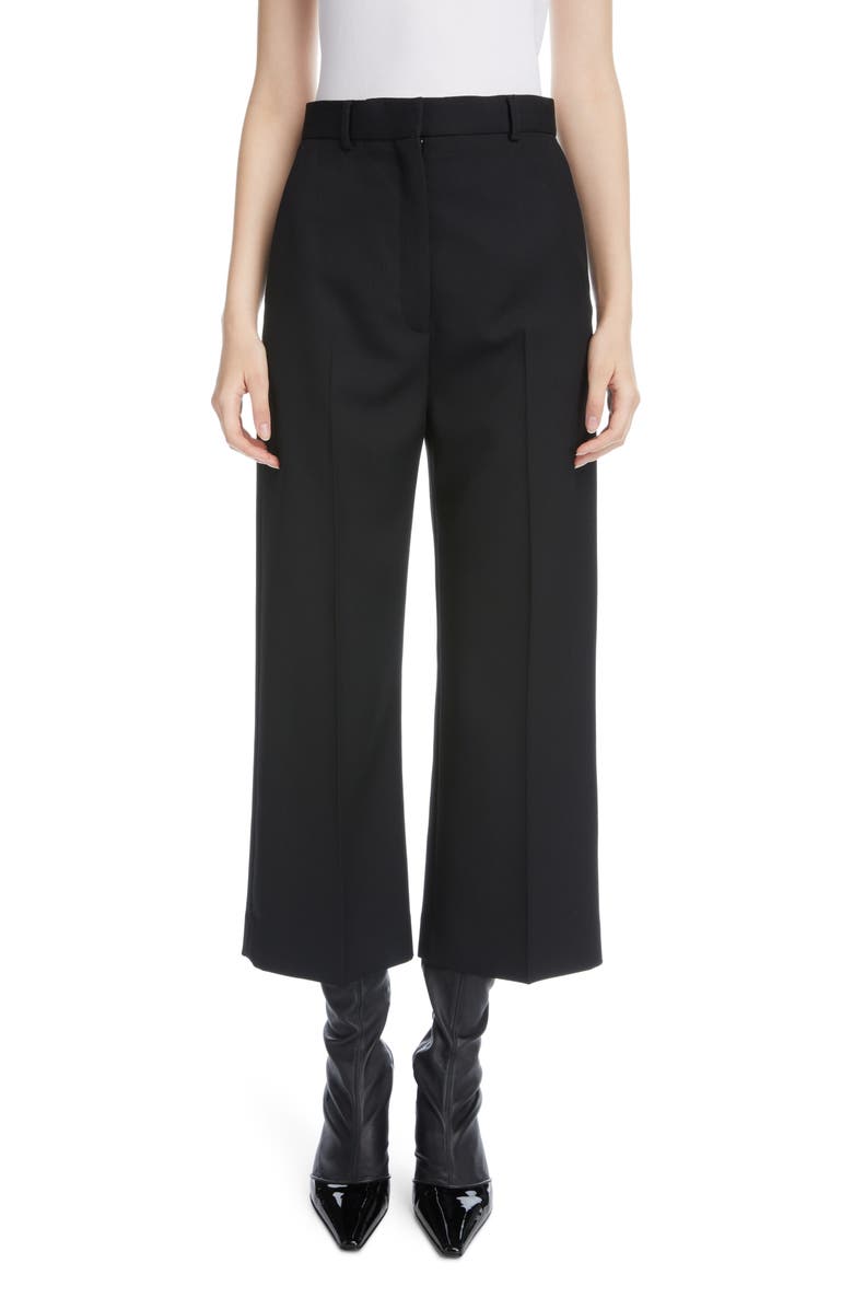 Acne Studios Percita Pintuck Crop Wide Leg Trousers, Main, color, 
