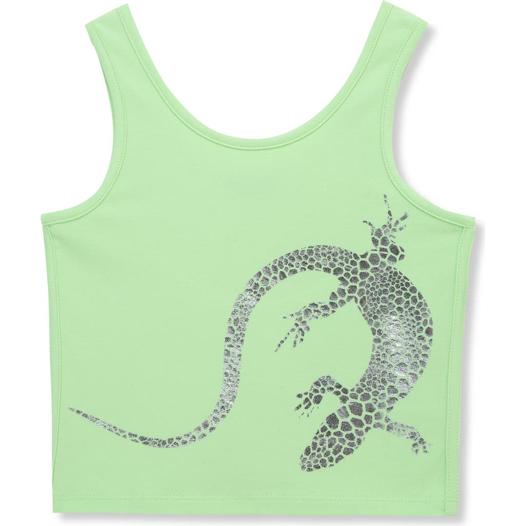Truce Kids' Lizard Stretch Cotton Graphic Tank In Green