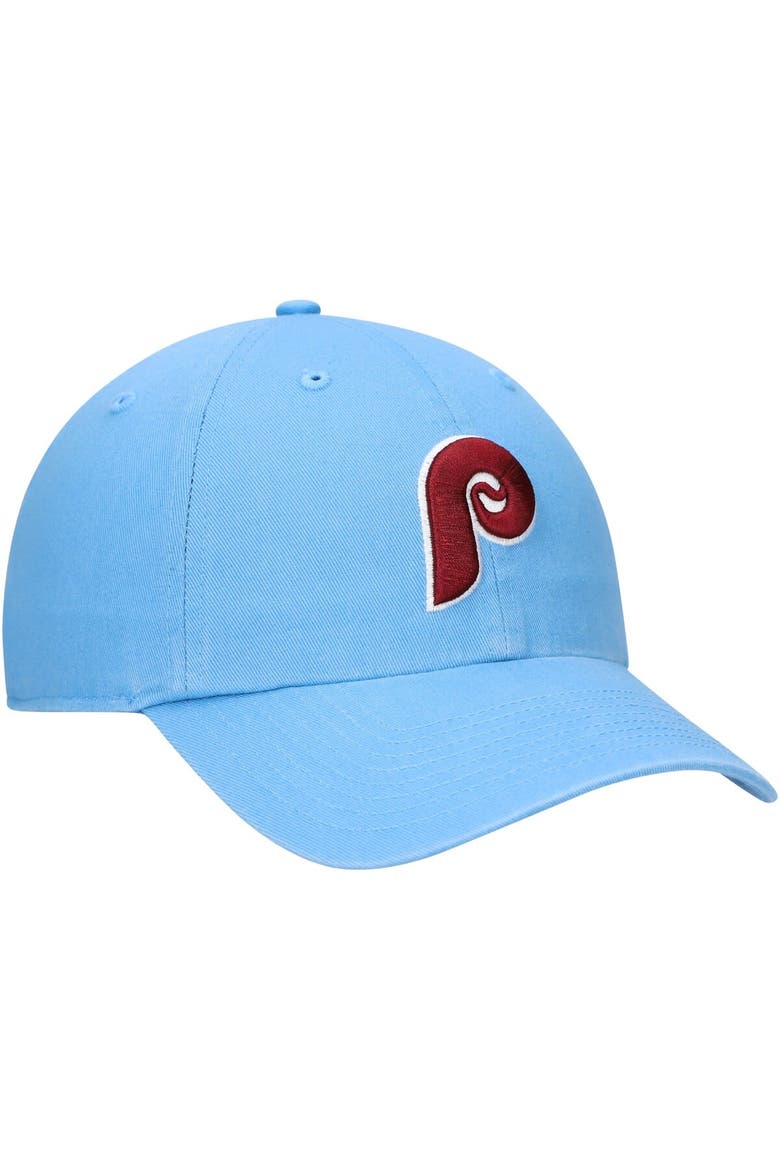 Men's '47 Light Blue Philadelphia Phillies Logo Cooperstown Collection Clean Up Adjustable Hat, Alternate, color, Light Blue