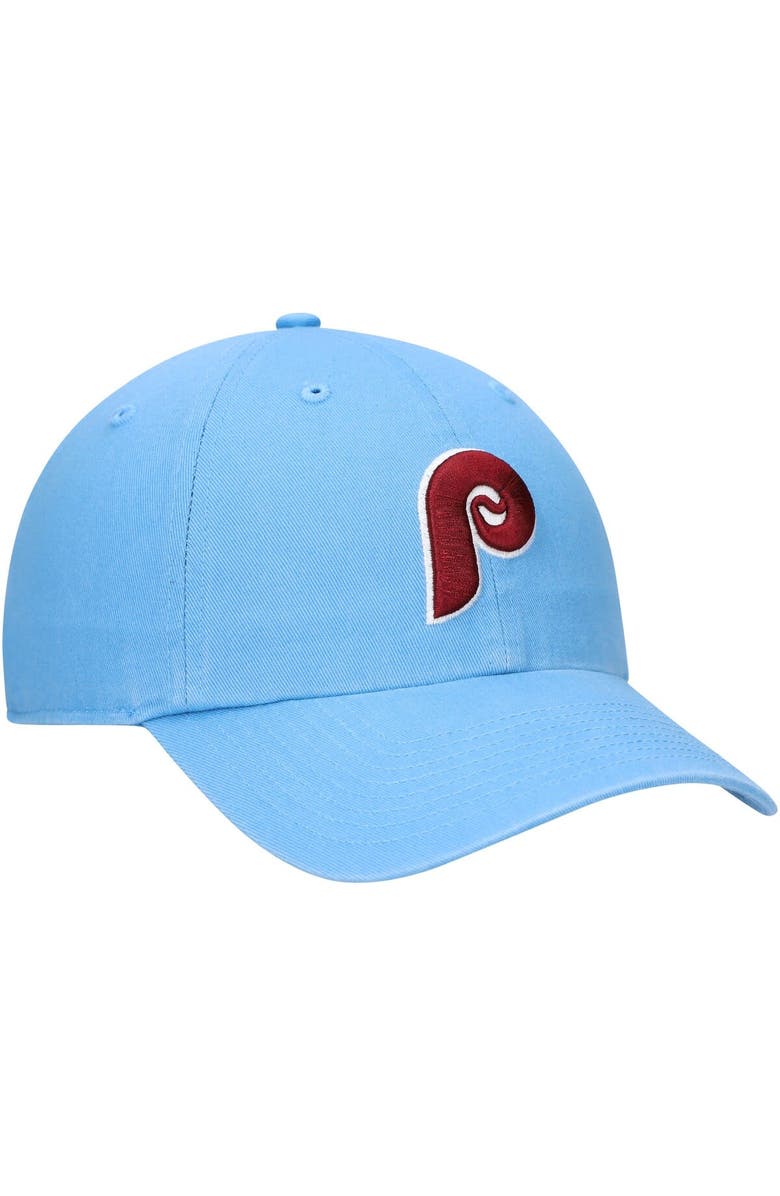 '47 Men's '47 Light Blue Philadelphia Phillies Logo Cooperstown Collection Clean Up Adjustable Hat, Alternate, color, 