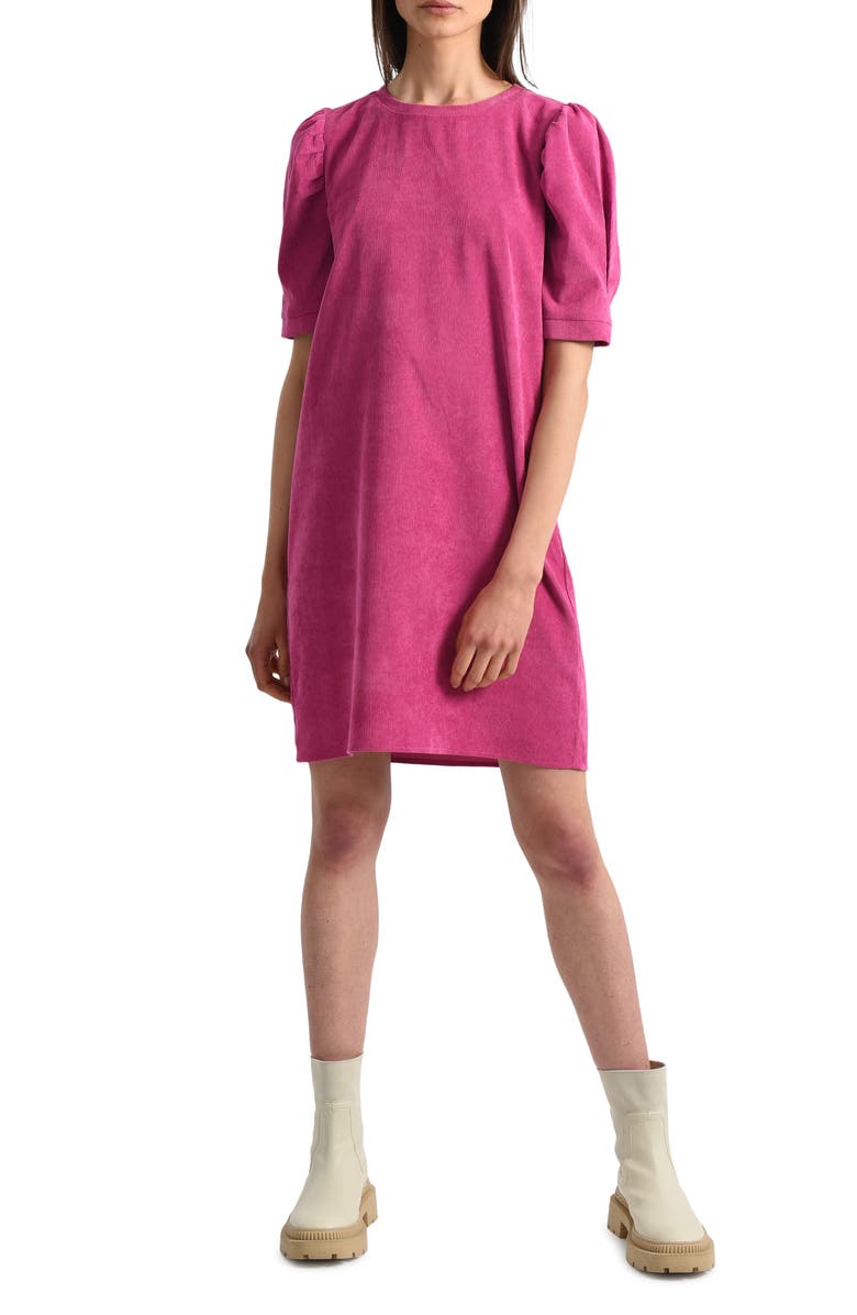 Molly Bracken Puff Sleeve Corduroy Shift Dress, Main, color,