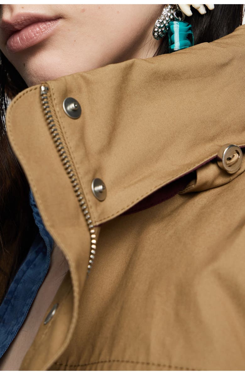 Bimba y Lola Technical Cotton Straight Trench, Alternate, color, Khaki