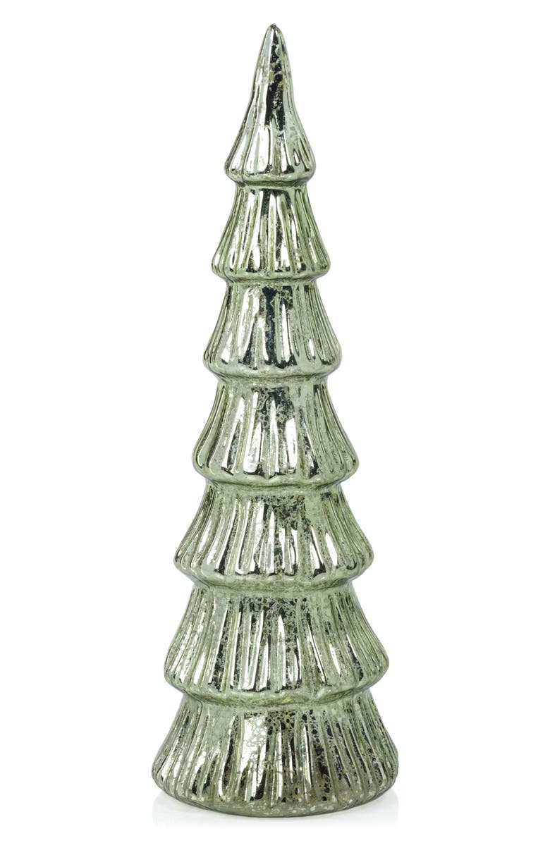 Zodax Set of 2 Lior Glass Tree Figurines, Main, color, Light Green