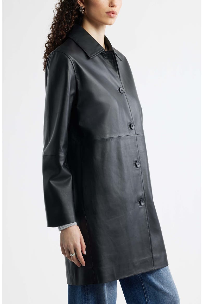 Long Leather Jacket, Alternate, color, BLACK