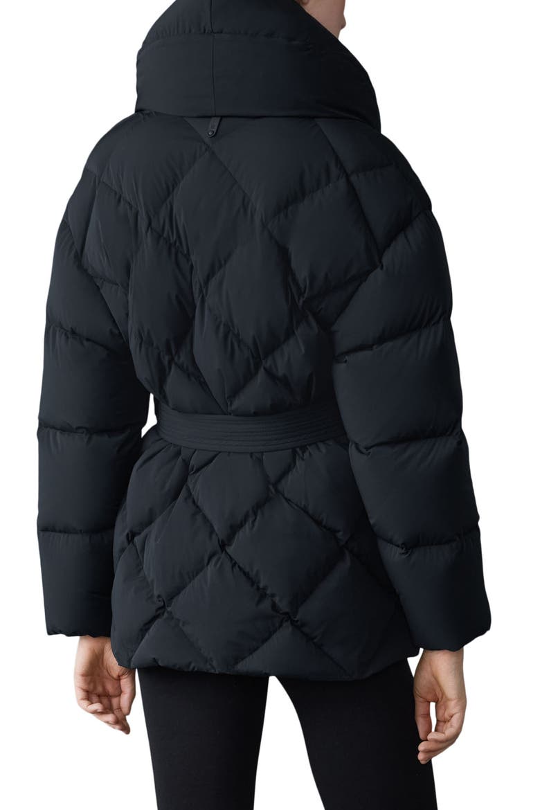 Olive Belted Quilted Down Jacket, Alternate, color, BLACK