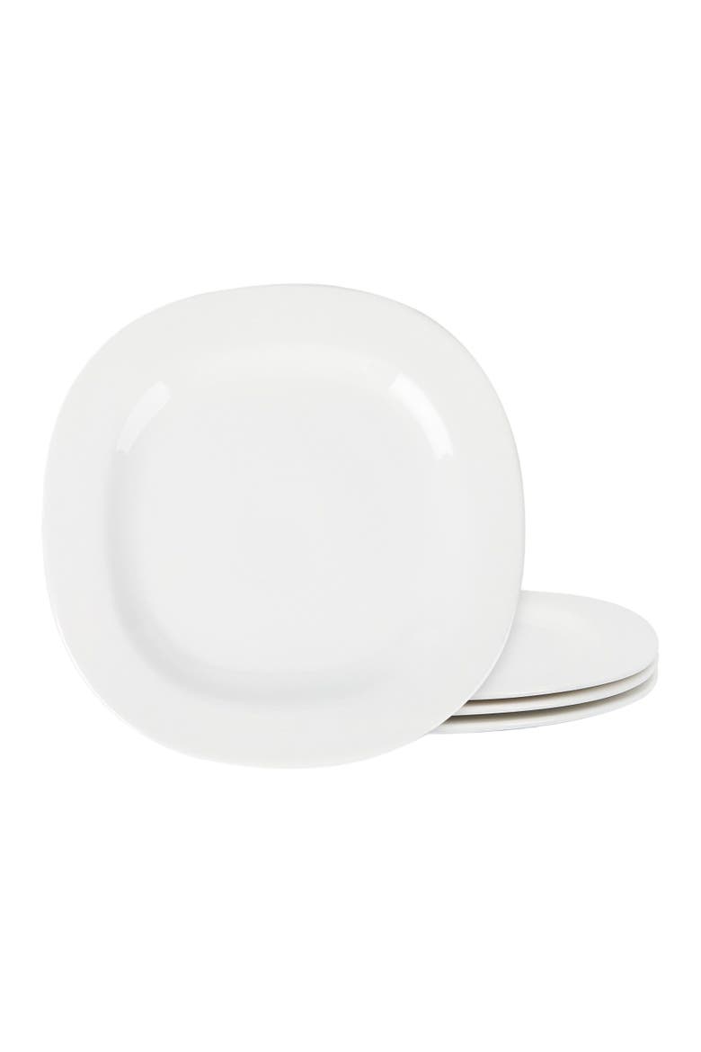 Quadro Porcelain 4-Piece Dinner Plate Set, Main, color, White
