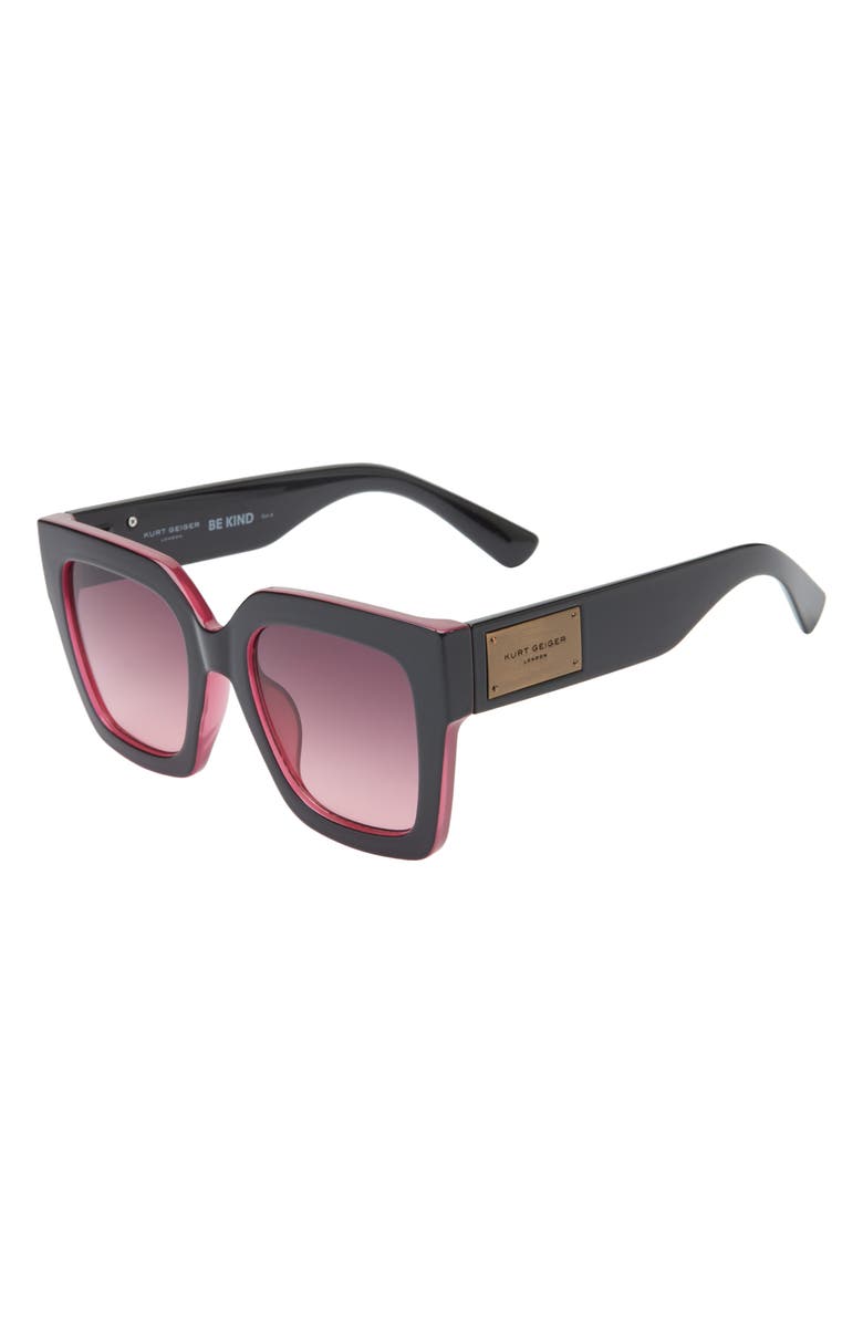 Kurt Geiger London Square Sunglasses, Alternate, color, Solid Black Over Xtal Pink