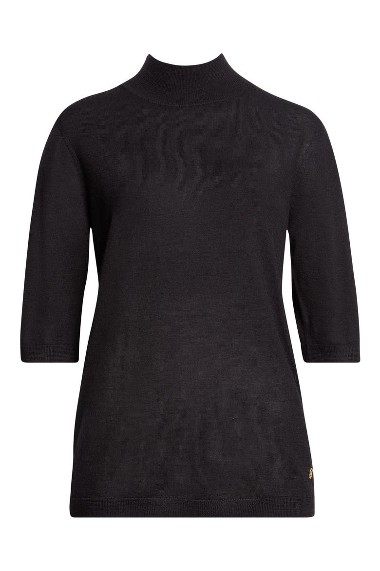 Fine Gauge Cashmere Mock Neck Top, Main, color, BLACK