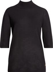 ST. JOHN Fine Gauge Cashmere Mock Neck Top