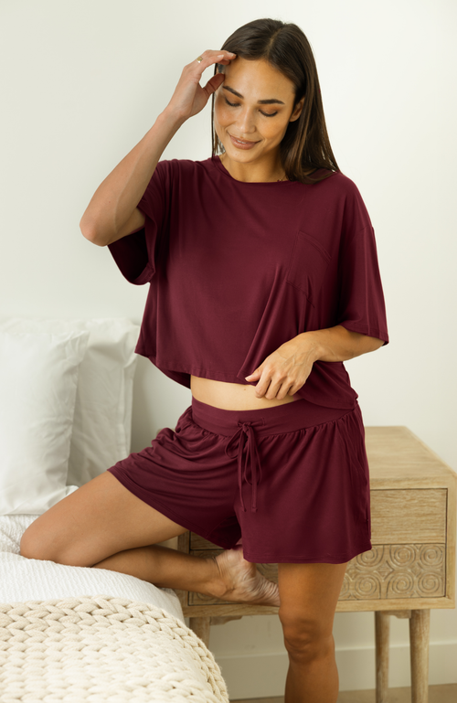 Kindred Bravely Aria Casual Lounge Short In Burgundy