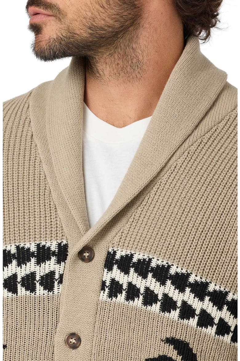 Mirrored Palms Cotton Blend Cardigan, Alternate, color, HEATHER KHAKI