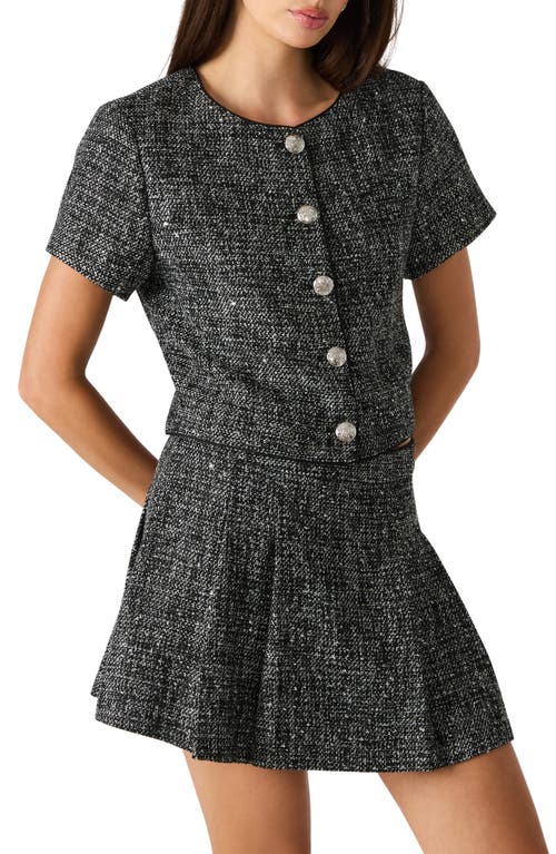 Steve Madden Aralynn Crop Tweed Top In Gray