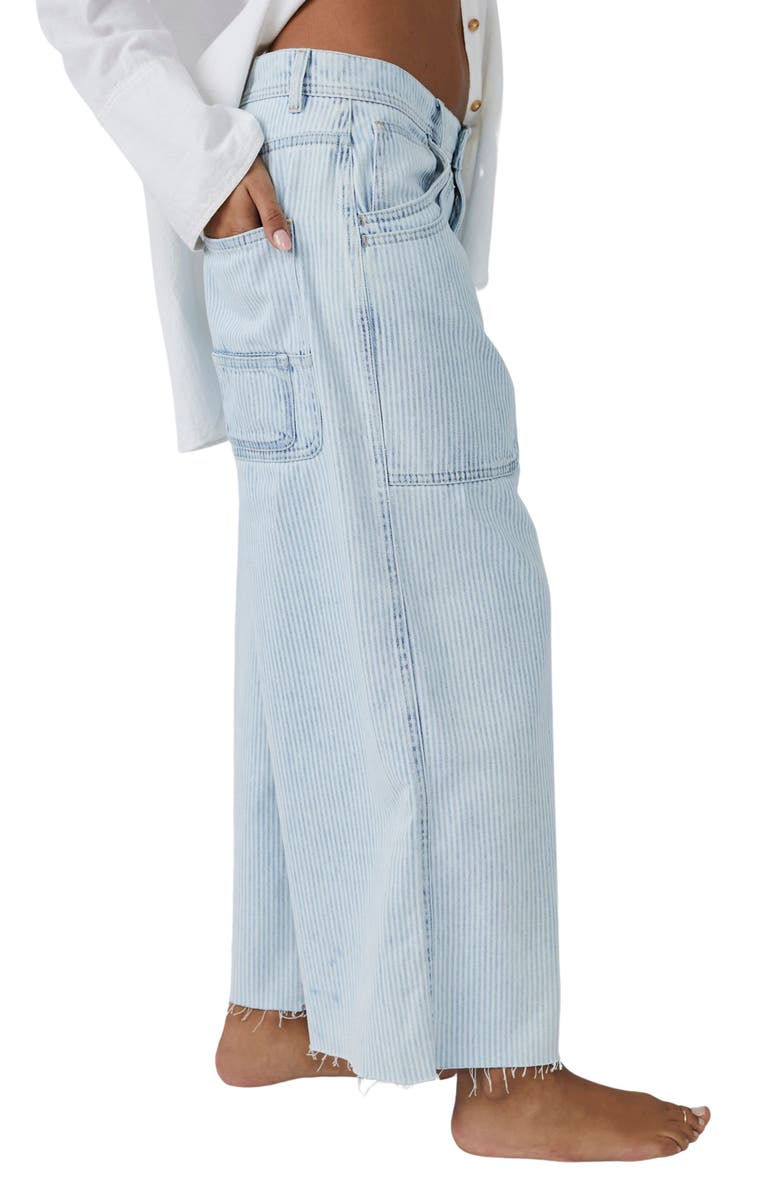 Free People Piper Stripe Crop Wide Leg Jeans, Alternate, color, 