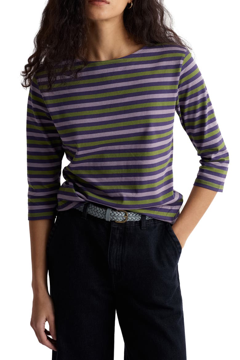 Sailor Stripe Organic Cotton Top, Main, color, DUET MINI CORNISH DARK VIOLET