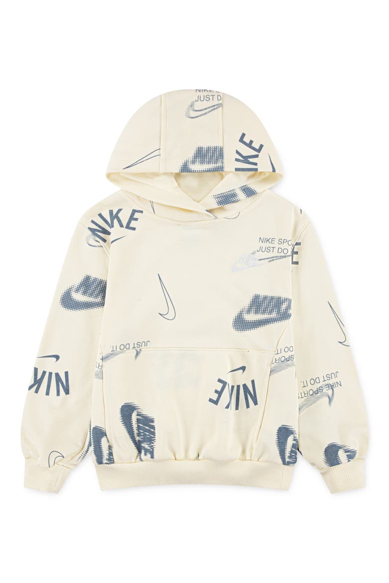 Kids' Logo Print Hoodie, Main, color, COCONUT MILK
