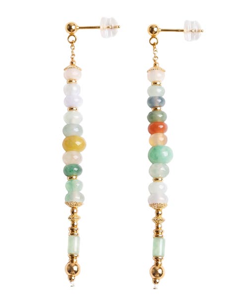 Mosaic Birdie Tricolor Jade Drop Earrings