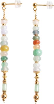seree Mosaic Birdie Tricolor Jade Drop Earrings