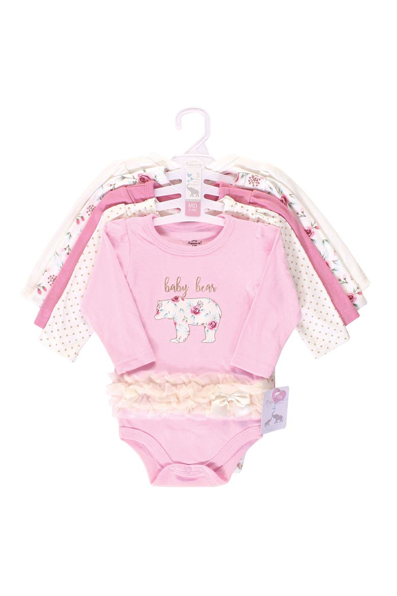 Essential 5-Pack Long-Sleeve Bodysuits, Alternate, color, Floral Baby Bear