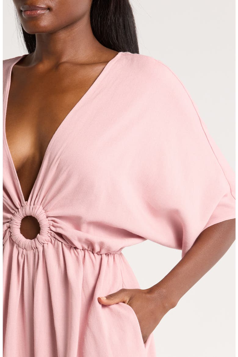 Plunge Neck Cover-Up, Alternate, color, PINK ZEPHYR