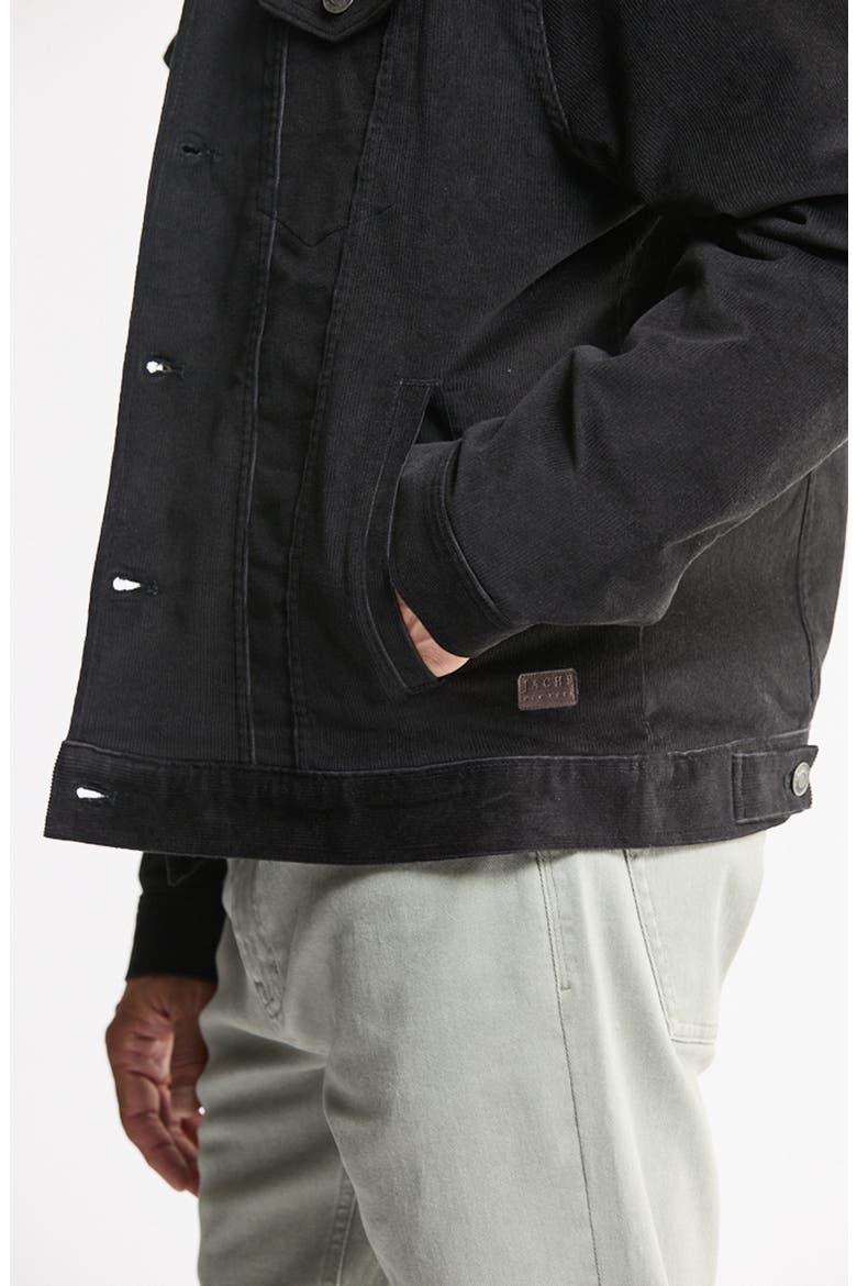Faux Fur Lined Corduroy Trucker Jacket, Alternate, color, BLACK