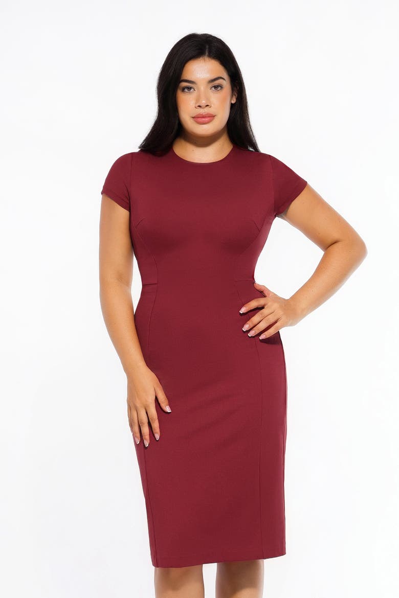 SculptWear Workwear Fitted Dress, Main, color, Burgundy