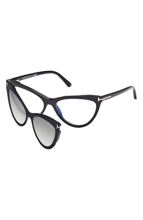 Tom Ford 56mm Cat Eye Blue Light Blocking Optical Glasses In Multi