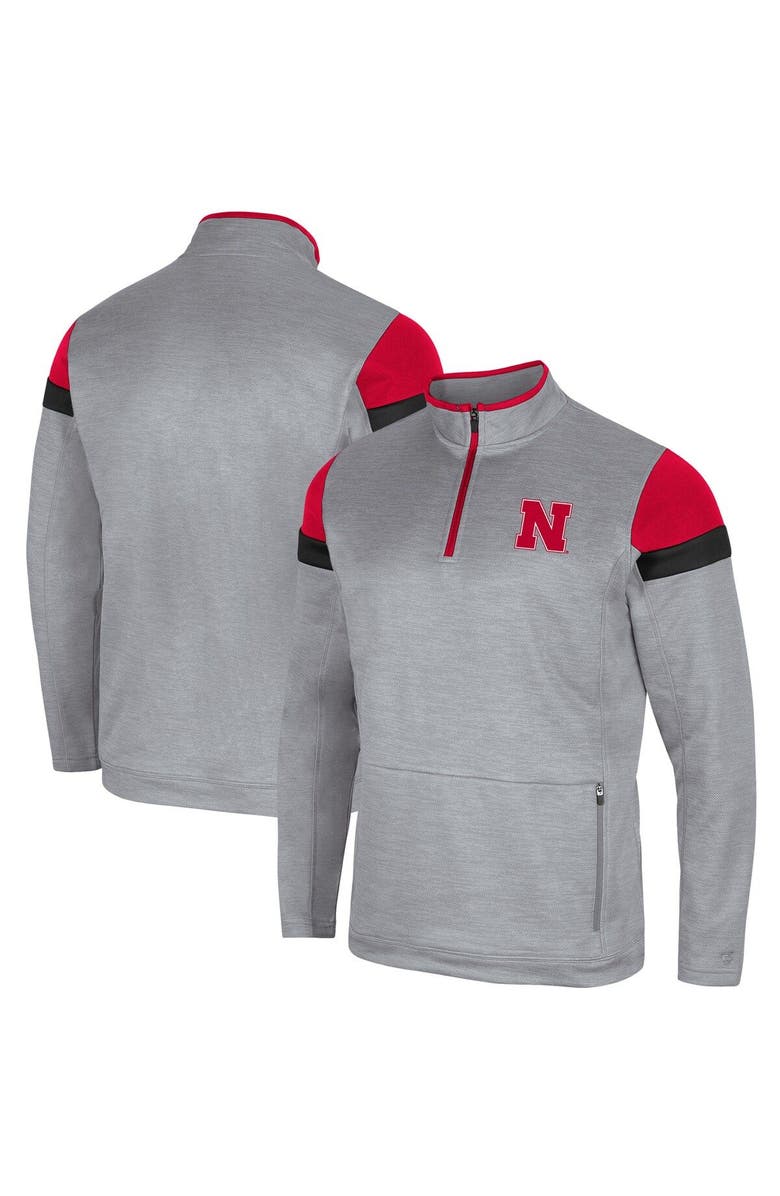 COLOSSEUM Men's Colosseum Gray Nebraska Huskers Bingo Quarter-Zip Jacket, Main, color,