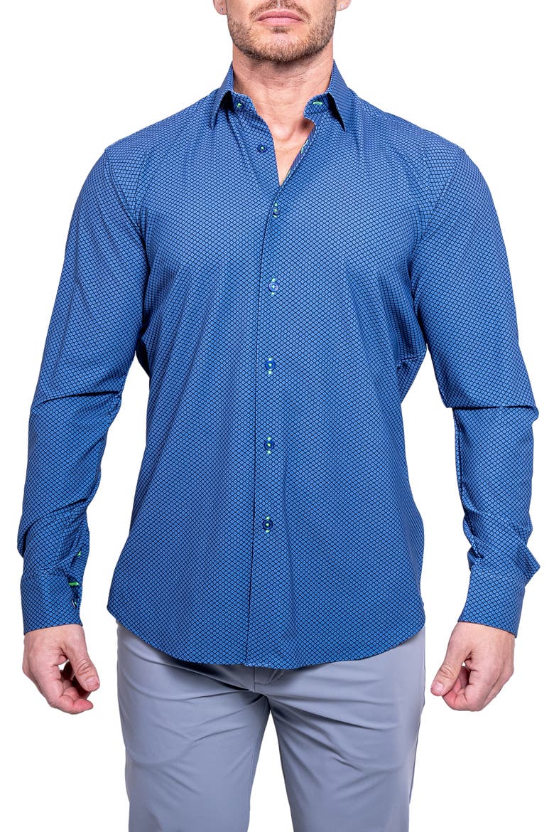 Fibonacci Resistance Contemporary Fit Button-Up Shirt, Main, color, BLUE